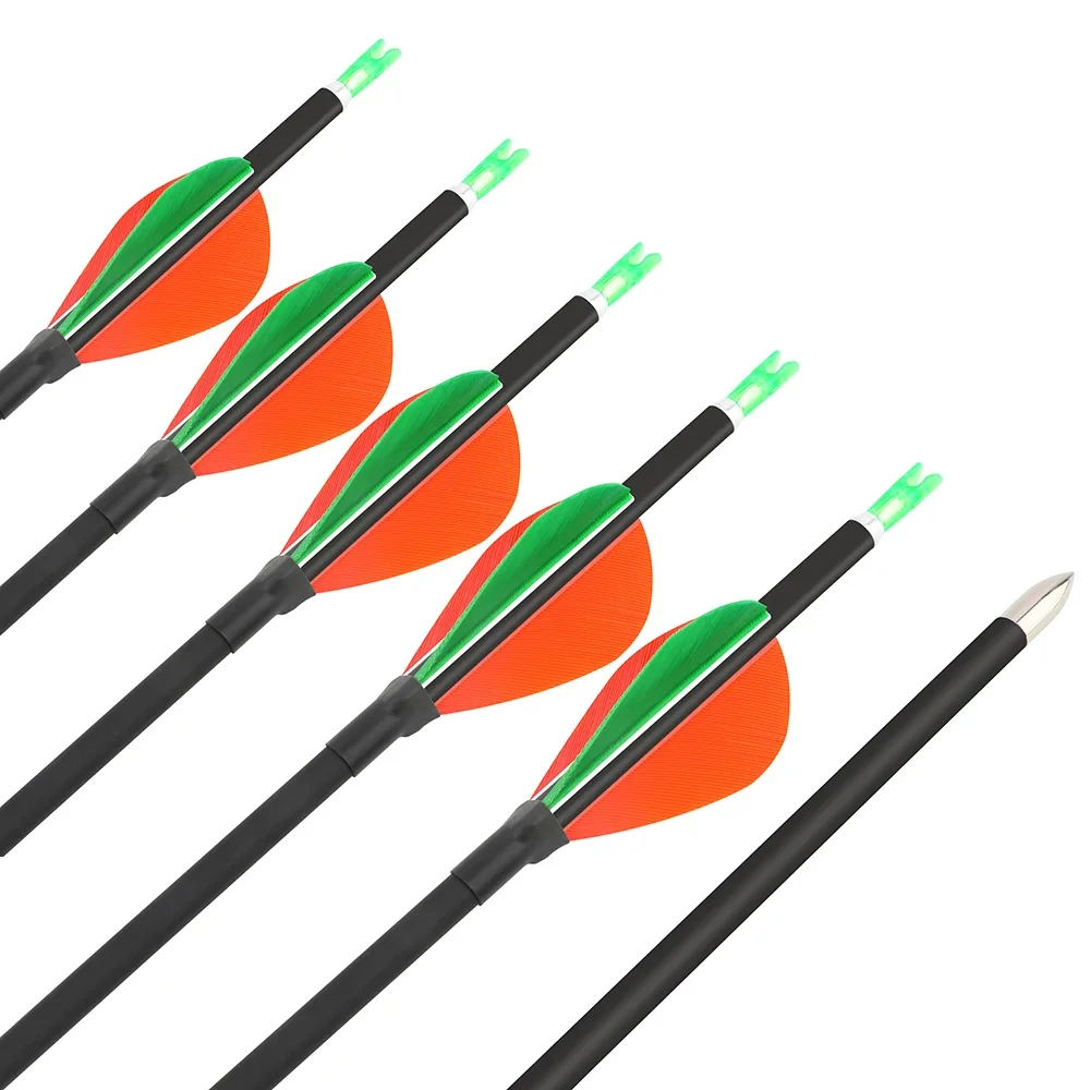 12pcs Archery Pure Carbon Arrows Water-drop Turkey Feather ID 4.2mm Spine 700/800/900/1000 for Bow Shooting Hunting Training